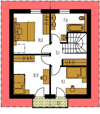 Mirror image | Floor plan of second floor - KOMPAKT 44